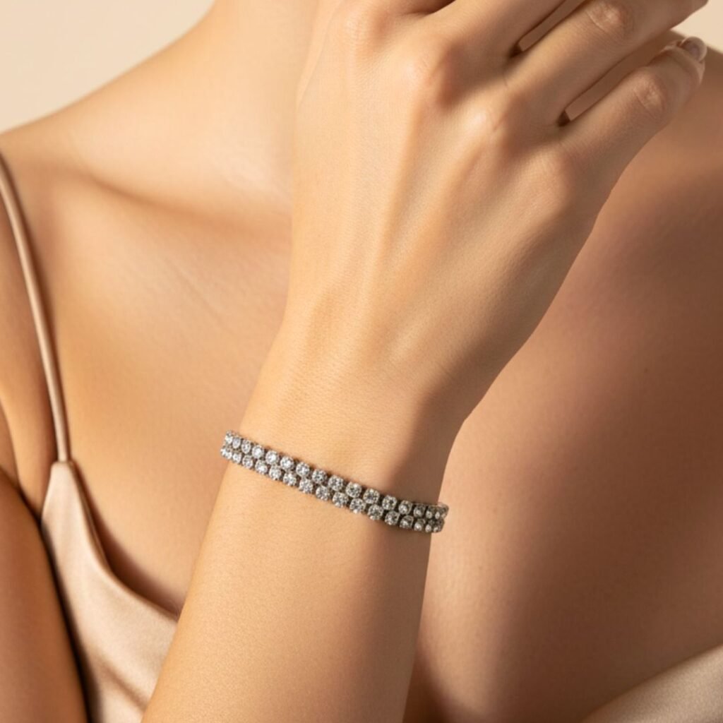 Danae Double Riviera Silver Bracelet