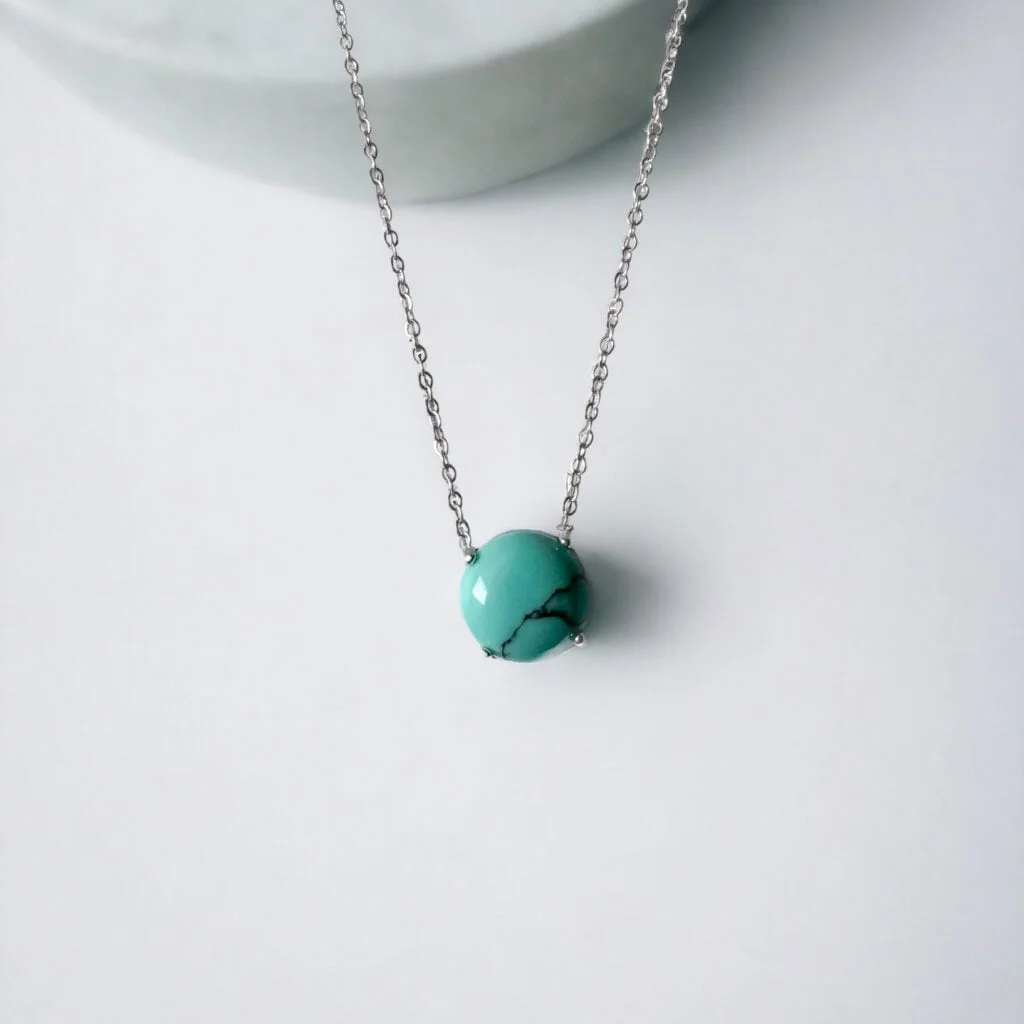 Aqua Blue Silver Necklace
