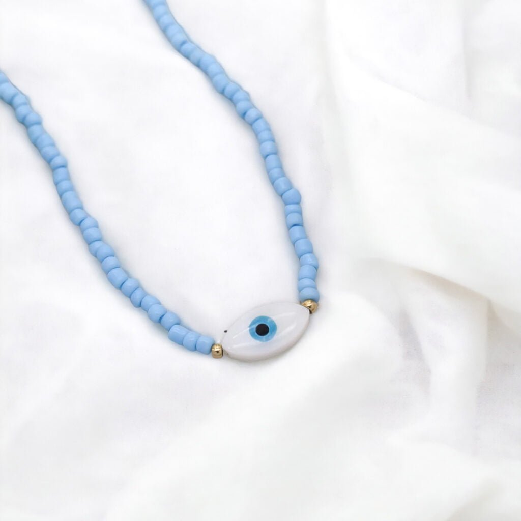 Palm Blue Gold Necklace