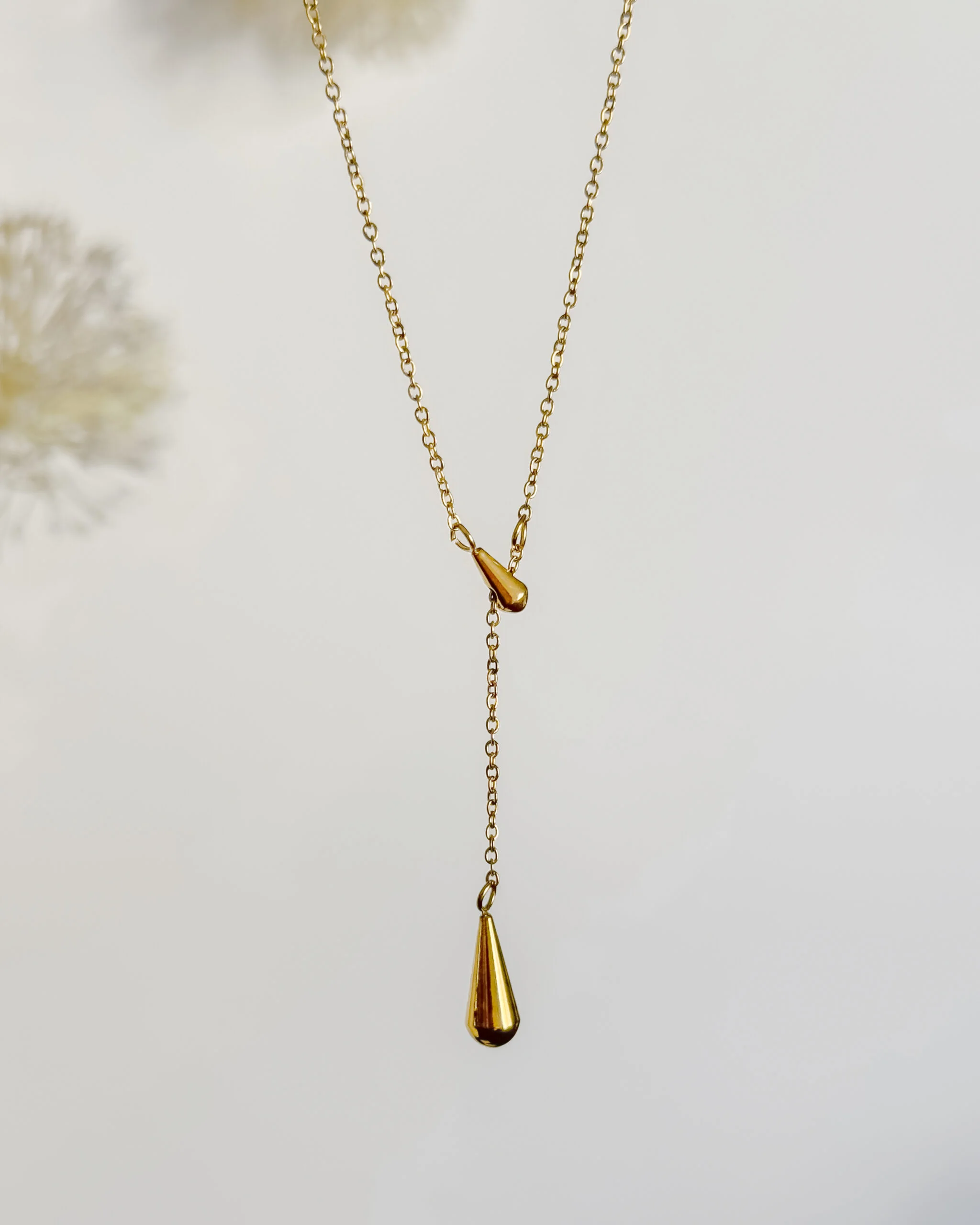 Drop Tie Gold Necklace - Image 3