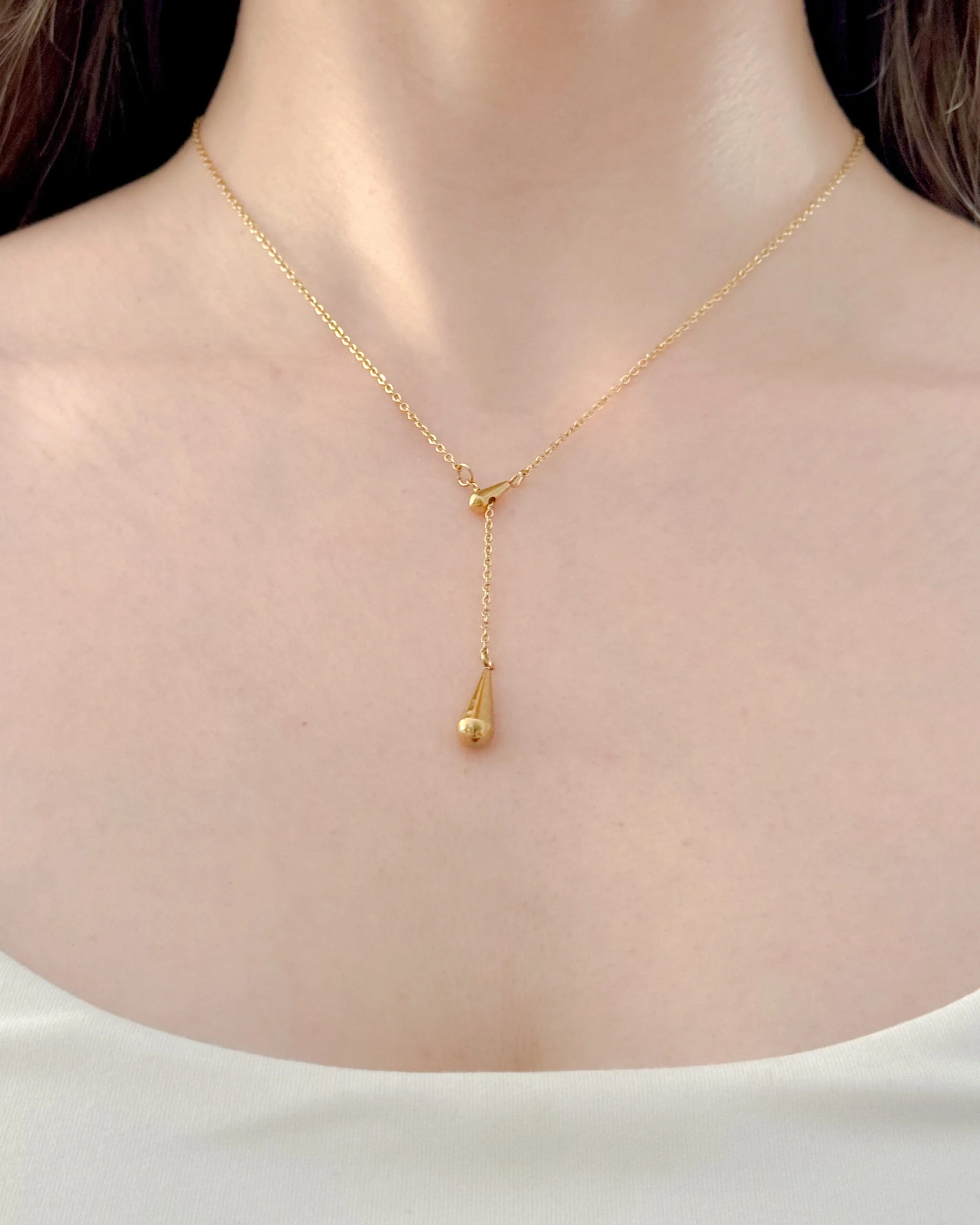 Drop Tie Gold Necklace - Image 2