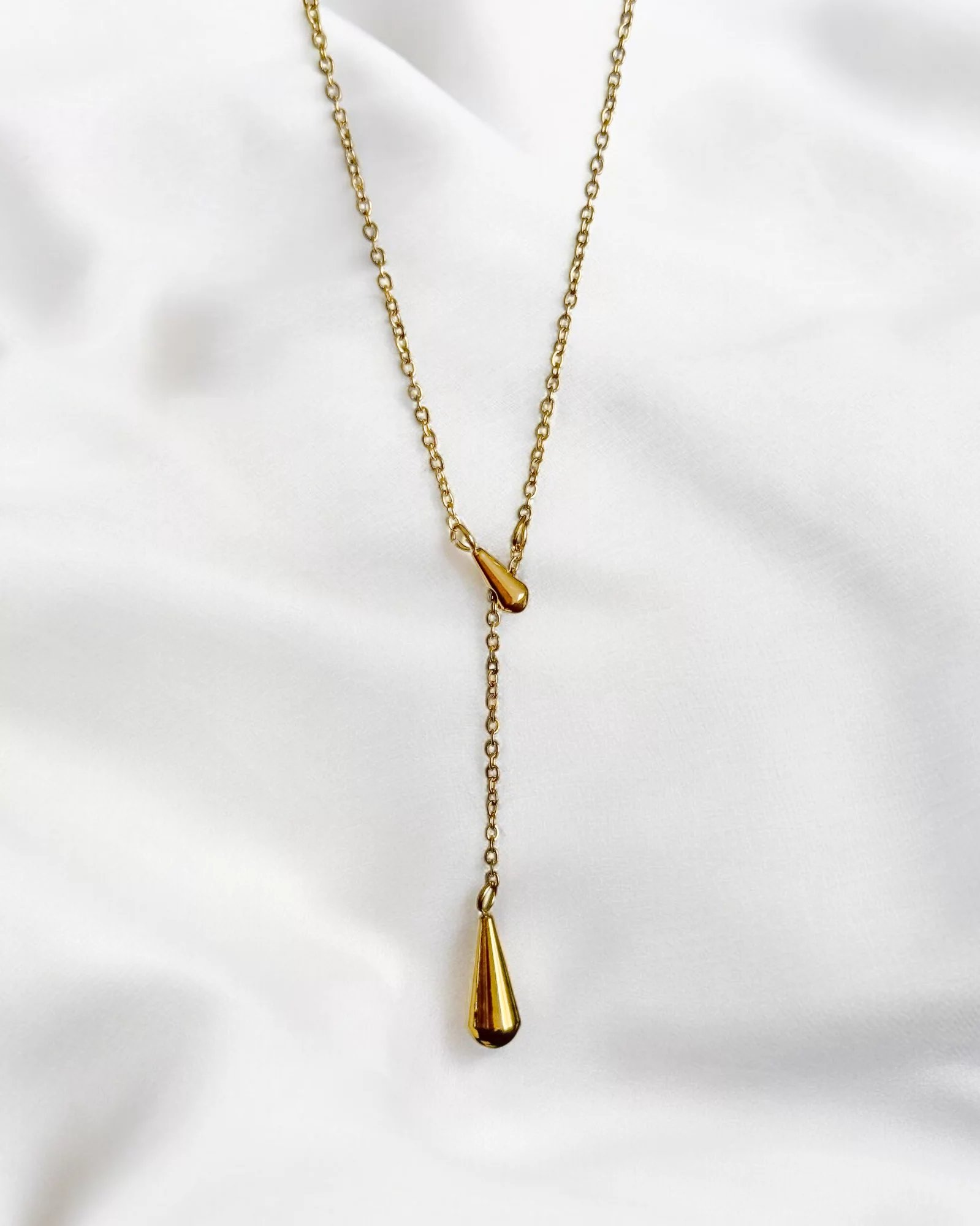 Drop Tie Gold Necklace