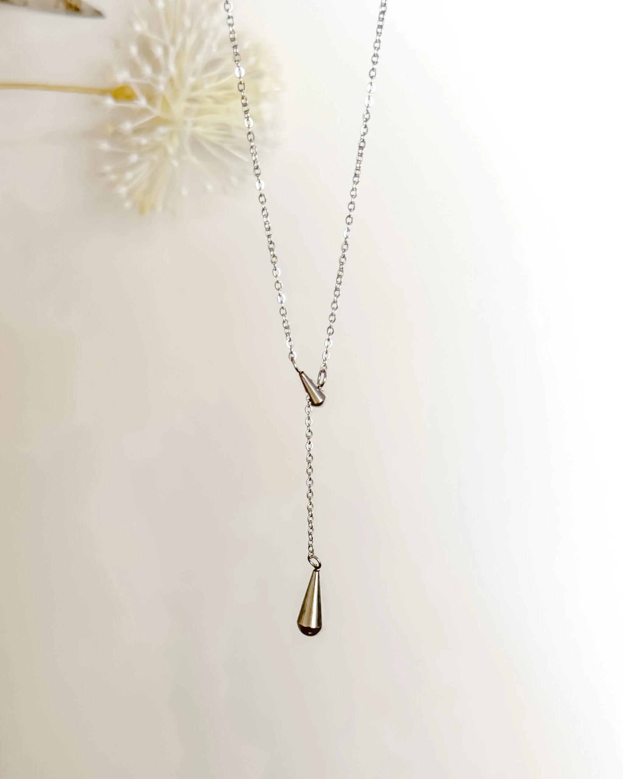 Drop Tie Silver Necklace - Image 3