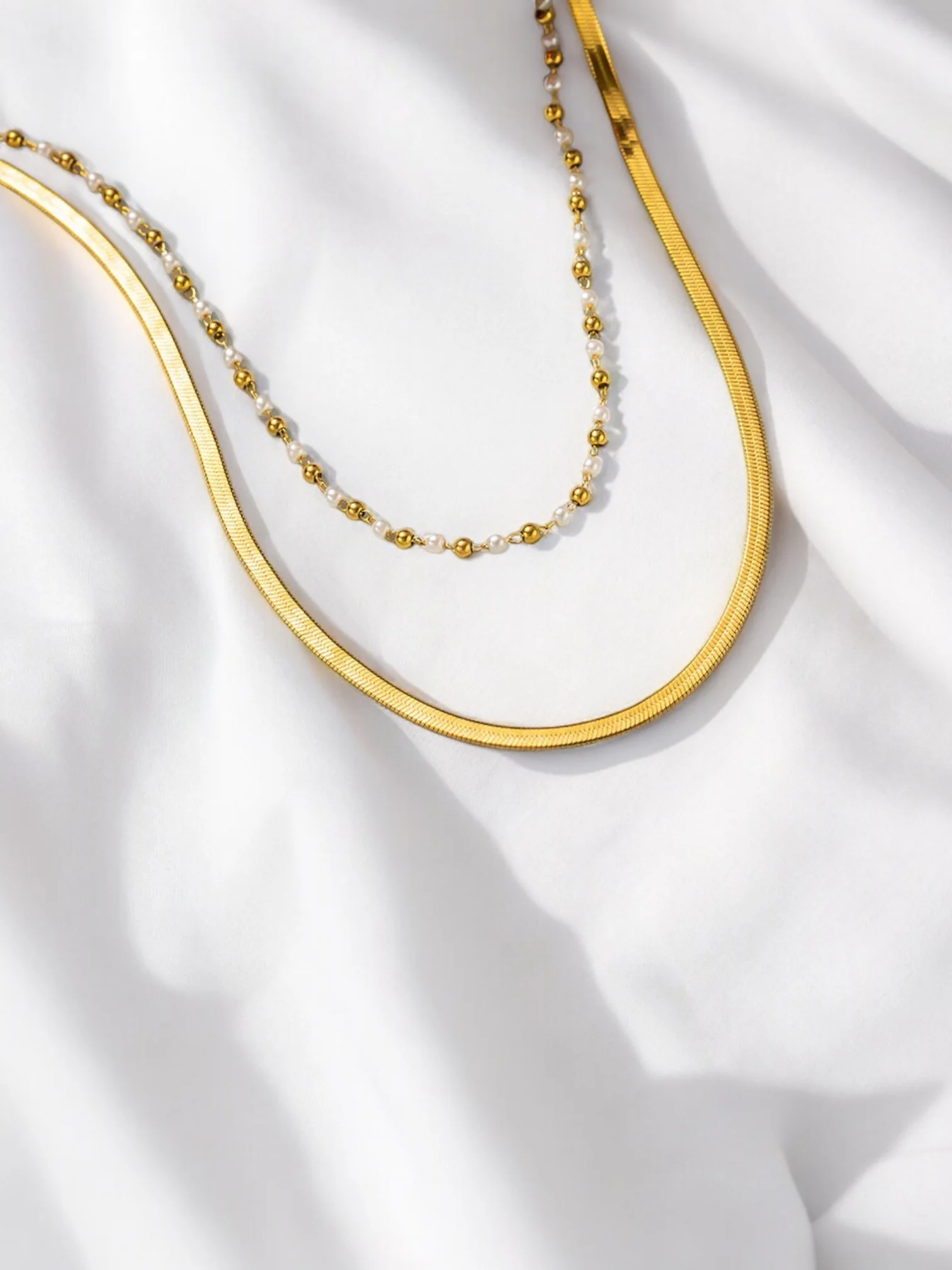 Pearl Double Gold Necklace