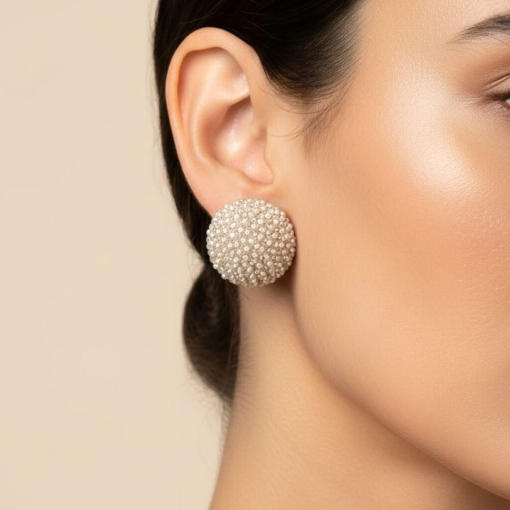 Καρφωτά Σκουλαρίκια Disco με Πέρλα