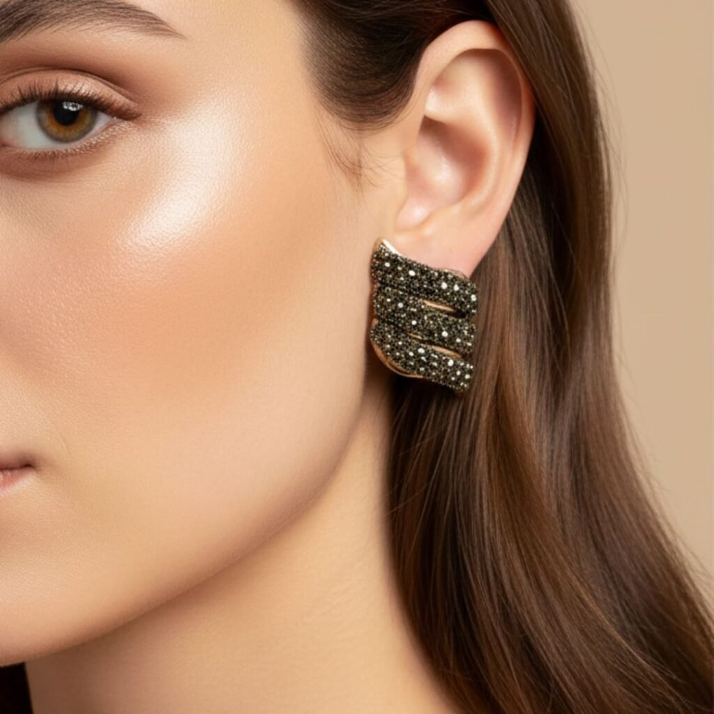 Καρφωτά Σκουλαρίκια Φλόγα Ανθρακί