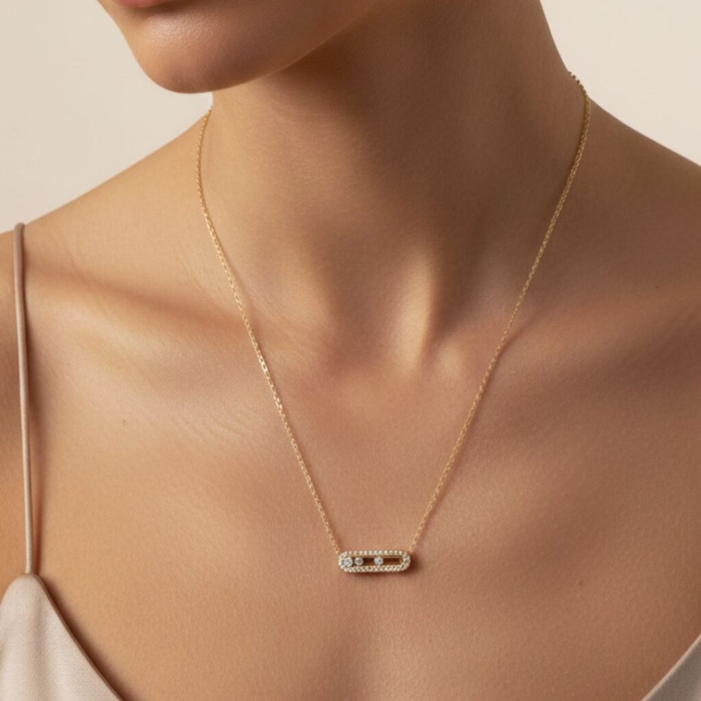 Ατσάλινο Κολιέ Παραμάνα με Ζιργκόν Χρυσό