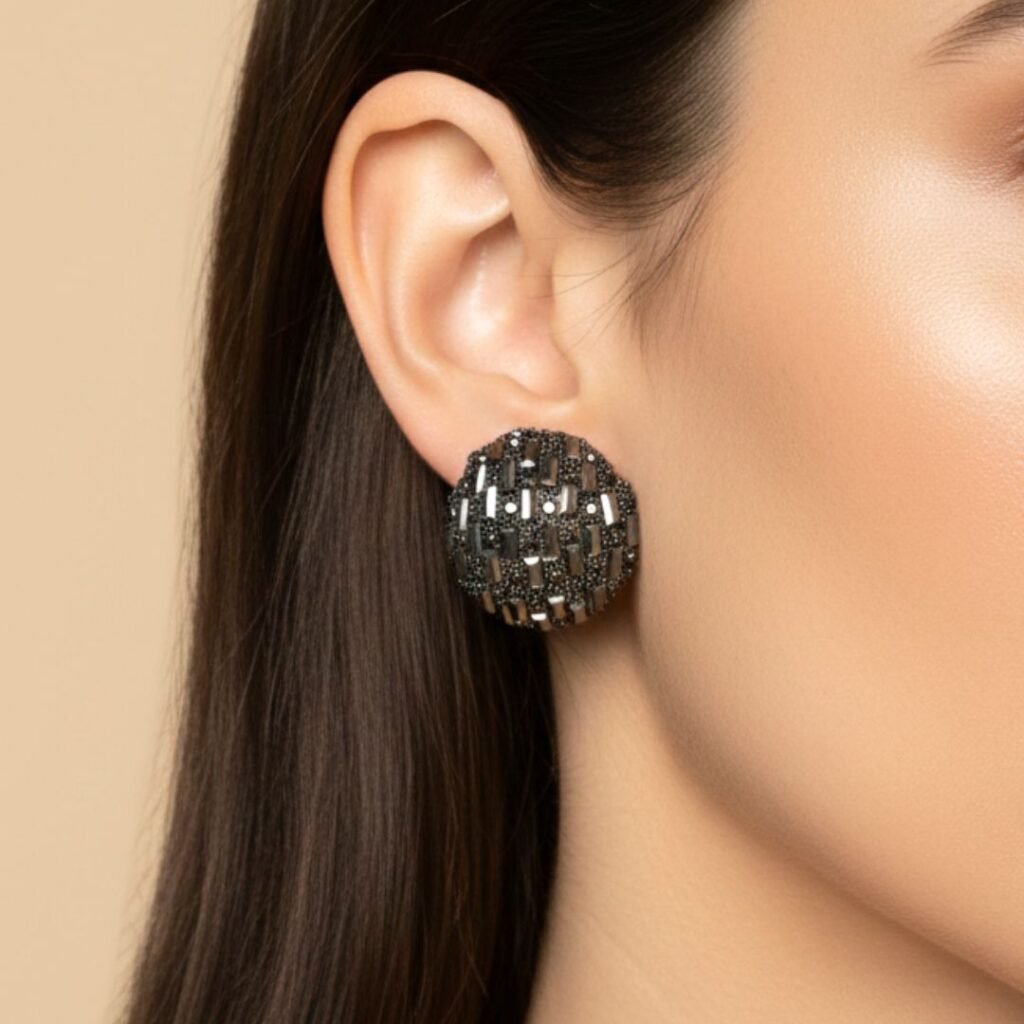 Καρφωτά Σκουλαρίκια Disco Ανθρακί